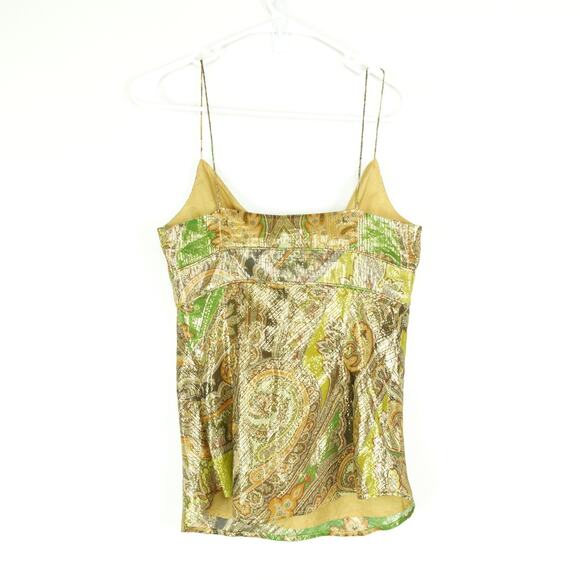 VTG J.Crew Top Womens SZ 6 Silk Gold Metallic Sleeveless Boho Y2K Feminine - Picture 9 of 11
